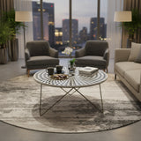 Round Resin Top Coffee Table with Metal Legs