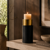 Black & Gold Cylindrical Candle Stand