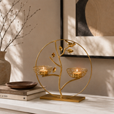 Double Golden Tree Candle Holder