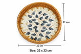Blue Petal Mother of Pearl Round Tray