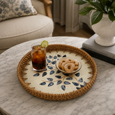 Blue Petal Mother of Pearl Round Tray