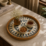 Blue Mosaic Mother of Pearl Round Tray – Small