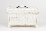 White Woven Bamboo Laundry Basket