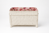White Woven Bamboo Laundry Basket