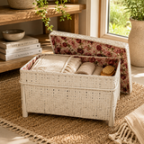 White Woven Bamboo Laundry Basket