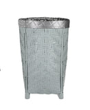 Light Blue Woven Bamboo Laundry Basket