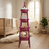 Pink 4-Tier Bamboo Multipurpose Storage Rack