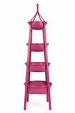Pink 4-Tier Bamboo Multipurpose Storage Rack