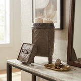 Small Brown Herringbone Bamboo Laundry Basket