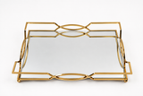 Golden Metal & Glass Tray