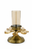 Floral Glass & Metal Candle Holder