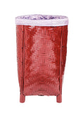Red Woven Bamboo Laundry Basket