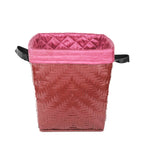 Red Woven Bamboo Storage Basket