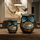 Set of 2 Blue Owl Decorative Figurines