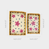 Set of 2 Floral Mother of Pearl Rectangular Tray