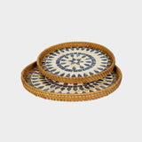 Set of 2 Mother of Pearl Round Trays.