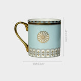 Sky Blue Mug with Gold Floral Detailing.