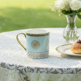 Sky Blue Mug with Gold Floral Detailing