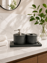 Black Textured Bathroom Accessories Set