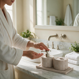 Grid Pattern Bathroom Accessories Set