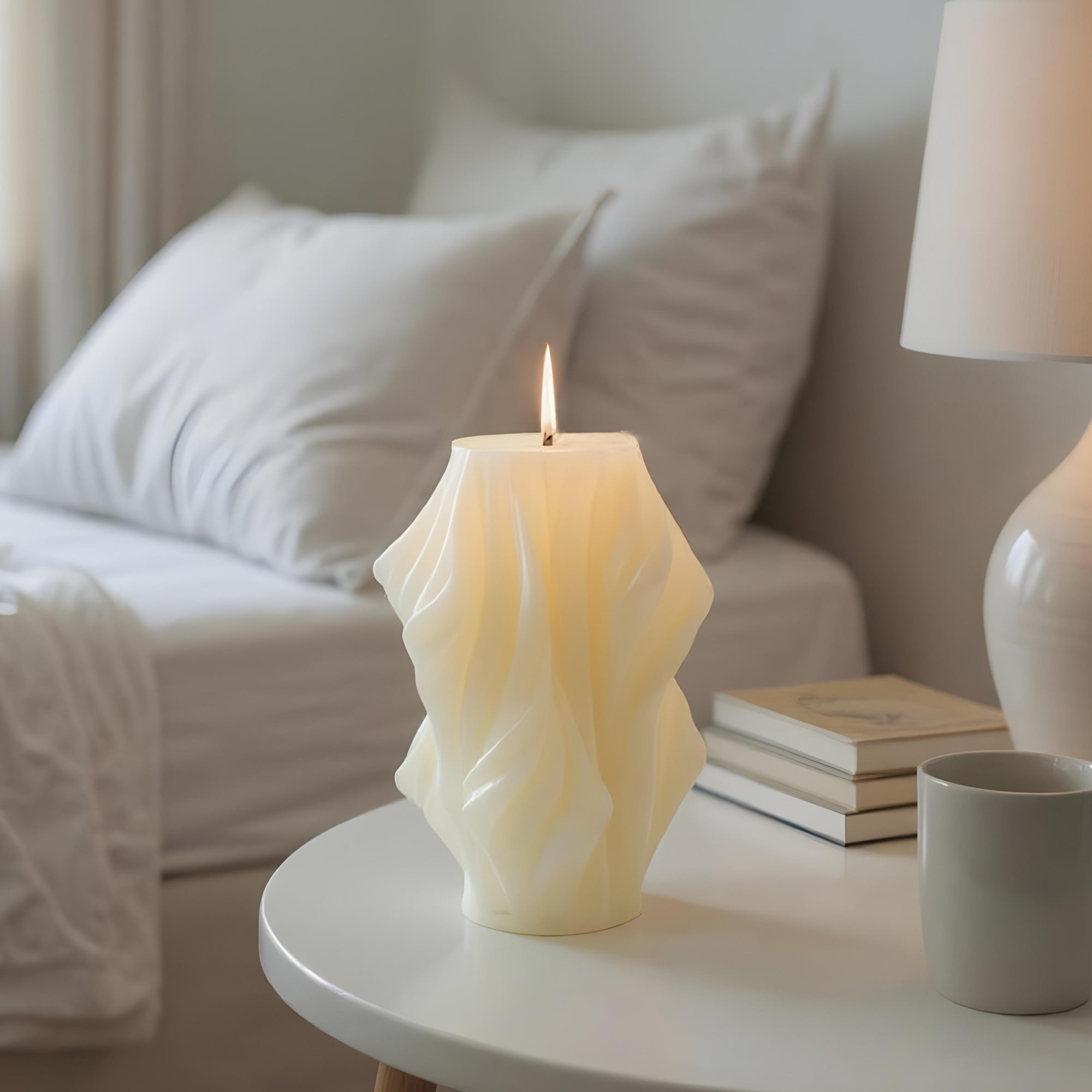 Tall Swirl Pillar Candle for Home Decor