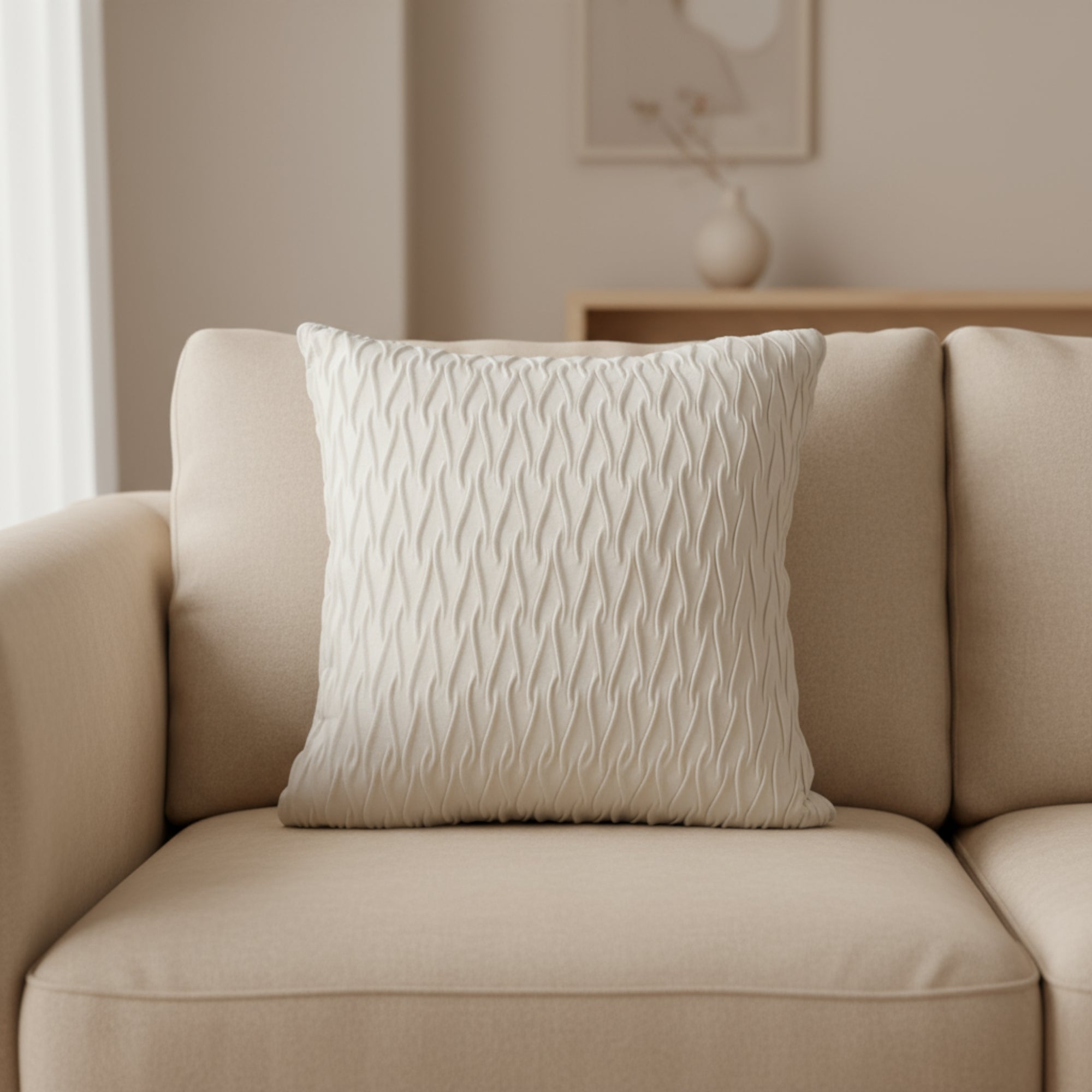 Textured Cushion Cover in Ivory White