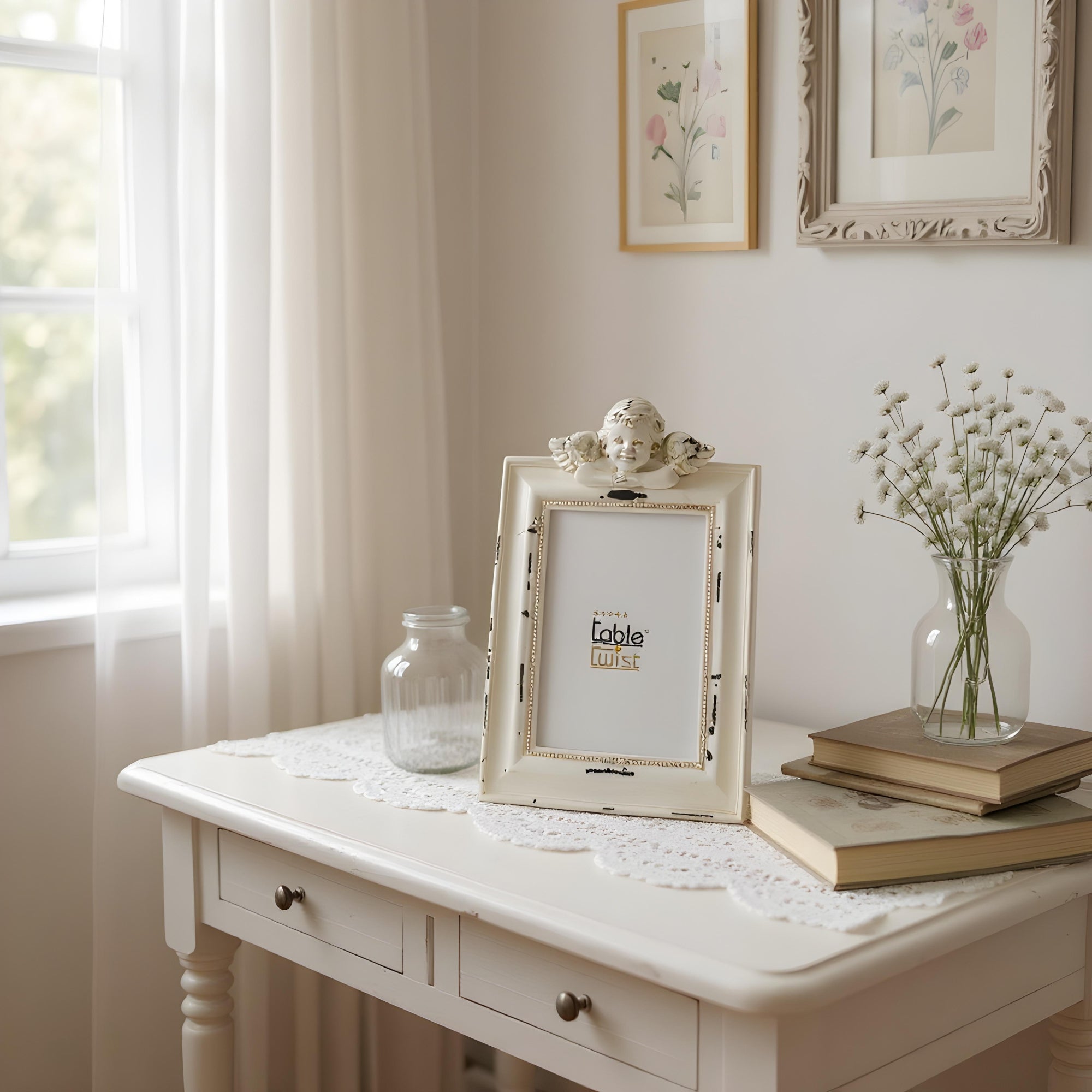 Vintage-Inspired Angel Resin Photo Frame