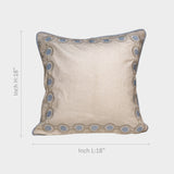 White Cushion Cover with Blue Border Design.