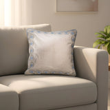 White Cushion Cover with Blue Border Design