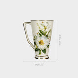 White Magnolia Porcelain Mug – Gold Detailed Handle.