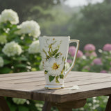 White Magnolia Porcelain Mug – Gold Detailed Handle