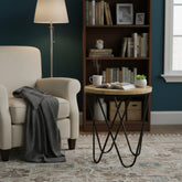 Wooden Top Side Table with MS Base