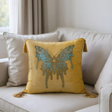 Yellow Cushion Cover with Butterfly Design