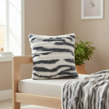 Striped Plush Gray & White Cushion Cover