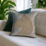 Grey Horse Head Embroidered Cushion