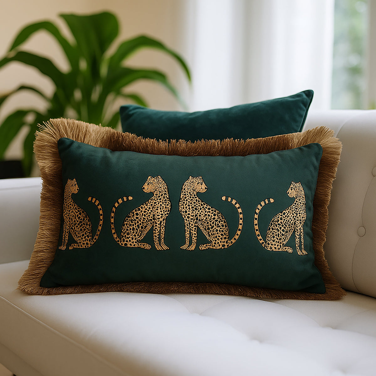 Green Leopard Print Cushion Cover