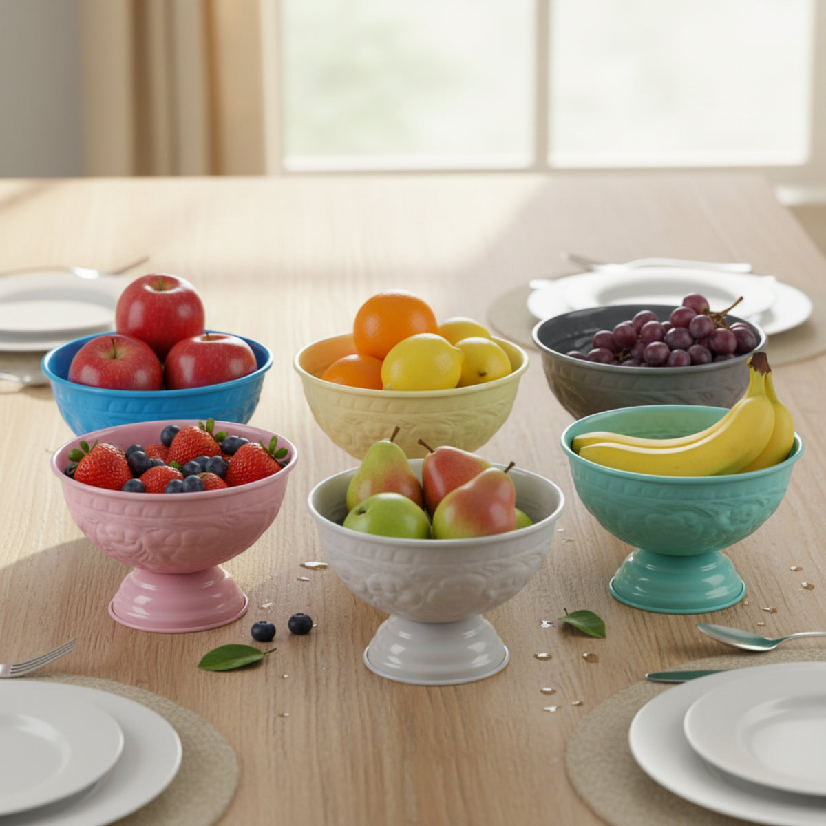 Set of 6 Decorative Metal Bowls