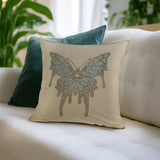 Cream Cushion Cover with Butterfly Design