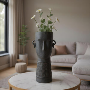 Face Design Ceramic Vase