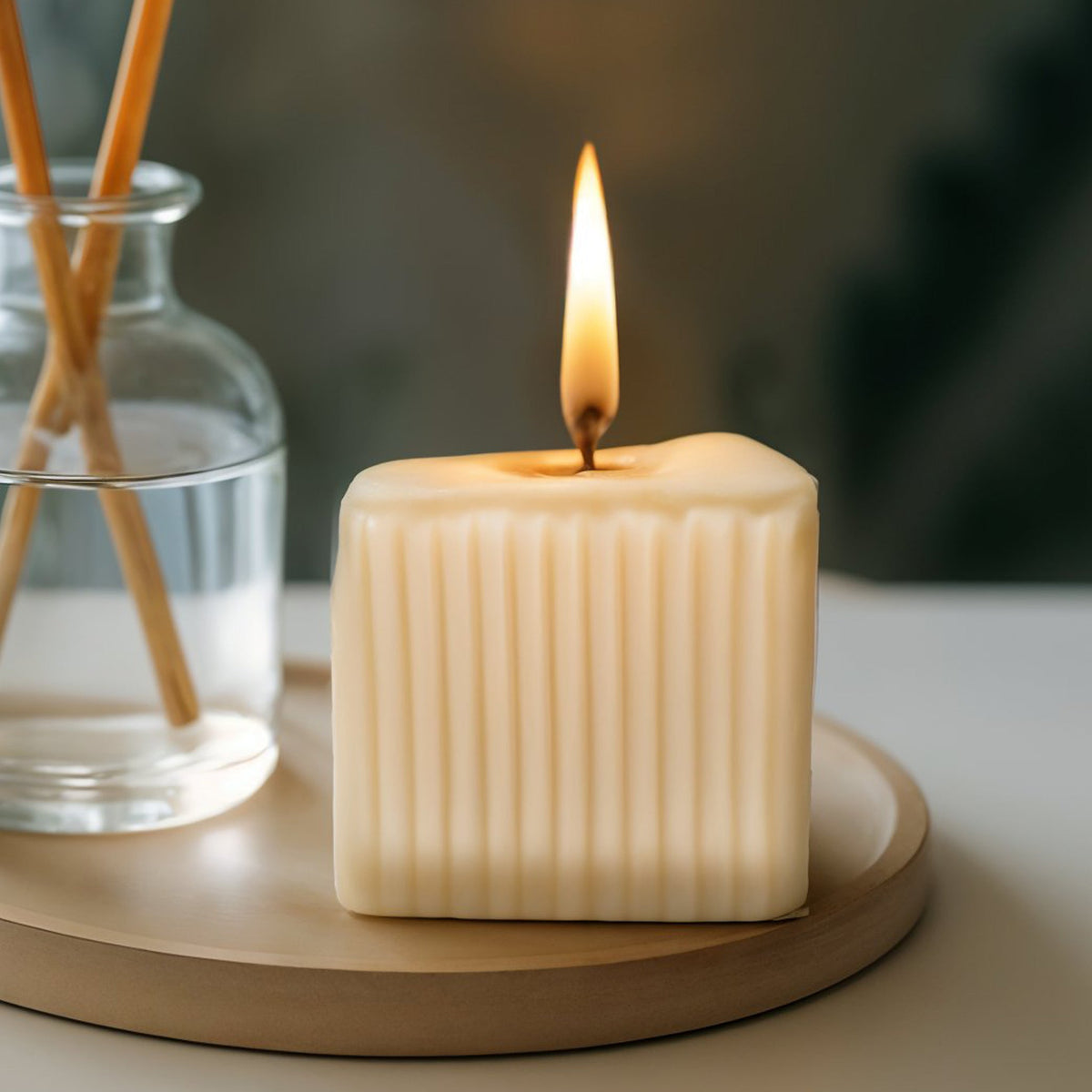 Cube Soy Wax Candle- Natural & Stylish