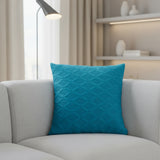 Teal Diamond-Textured Soft Cushion Cover