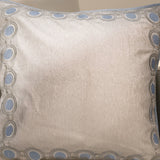 White Cushion Cover with Blue Border