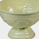 Creamy Yellow Metal Decorative Pedestal Bowl