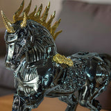 Metallic Resin Unicorn Horse Sculpture