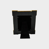 Black Textured Wooden Photo Frame with Gold Border
