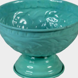 Turquoise Metal Decorative Pedestal Bowl