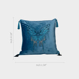 Blue Cushion Cover with Butterfly Design