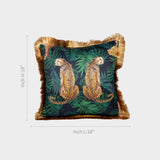 Tiger Print Cushion Cover with Golden Fringe