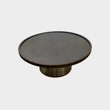 Round Wooden & Glass Top Coffee Table with MS Base