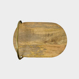 Wooden Top C-Shaped Side Table with Metal Base